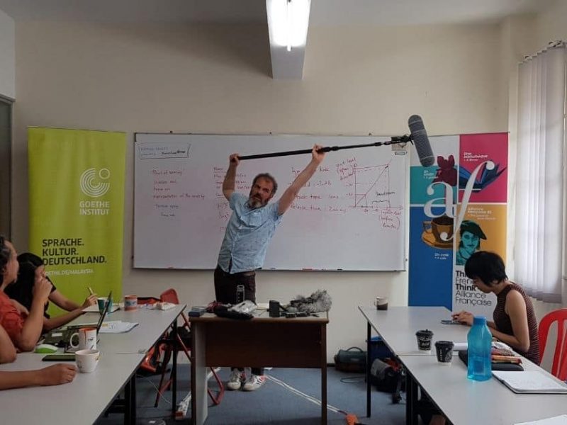 French sound engineer Martin Gracineau conducted a workshop for film grant winners in 2019, supported by Goethe Institut and Alliance Francaise